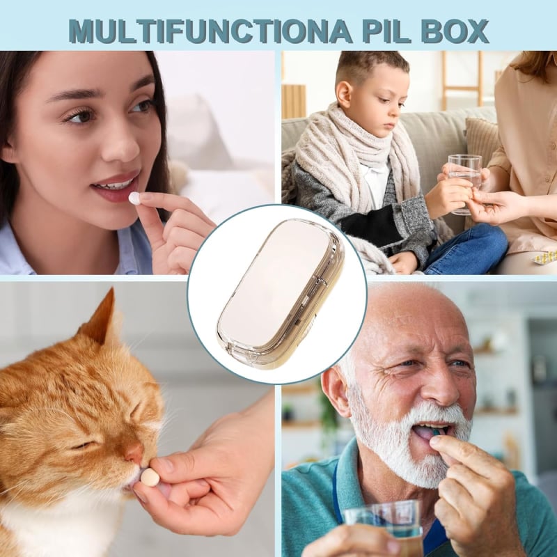 Japanese-Designed Adjustable Pill Splitter Box - Medicine Cutter for 1/4, 1/2 Doses | Portable Tablet Organizer(Fits Multiple Pill Sizes)