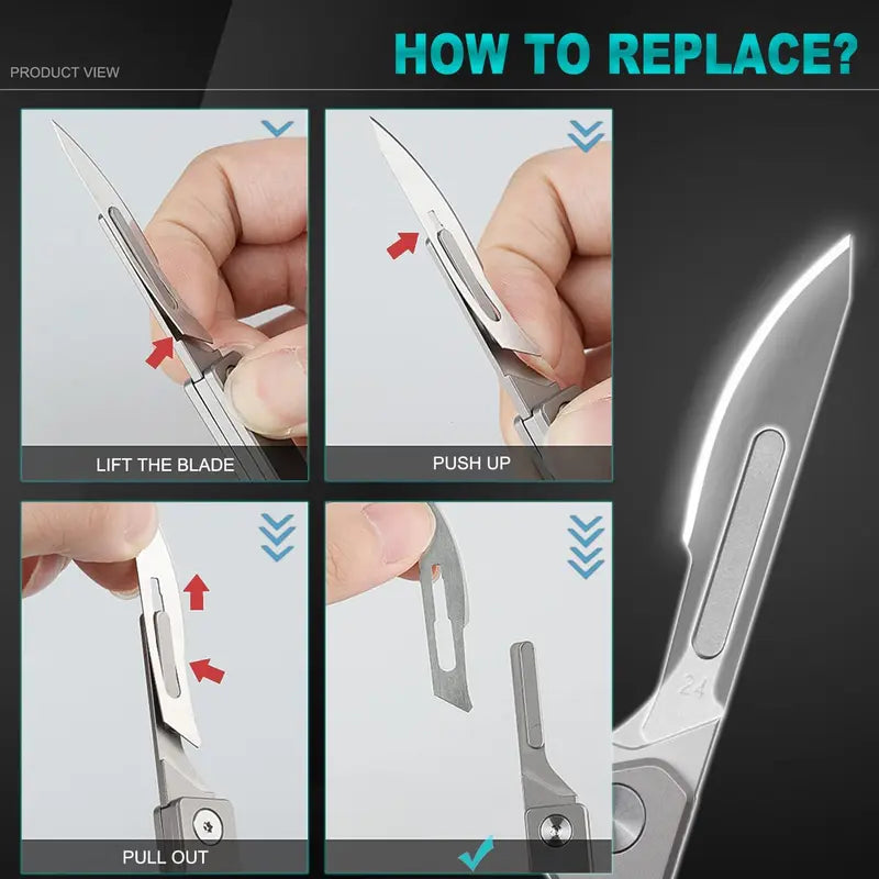 Folding Scalpel Knife with 10 Blades, coin pocket size for Outdoor Camping, DIY Projects & Daily Office Carry