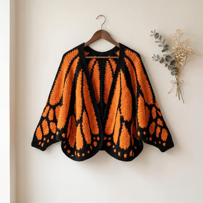 🔥LAST DAY 50% OFF - 🌟🦋 Monarch Butterfly Cardigan – Handcrafted Statement Piece