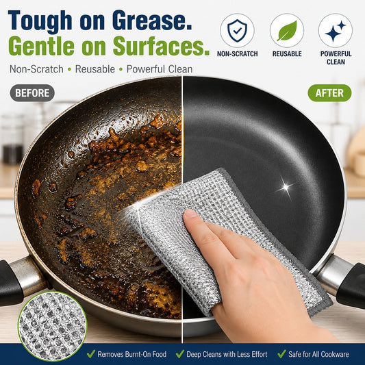 🧽10-Pack Reusable Non-Scratch Wire Dishcloths for Kitchen Cleaning