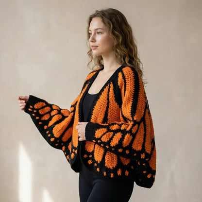 🔥LAST DAY 50% OFF - 🌟🦋 Monarch Butterfly Cardigan – Handcrafted Statement Piece