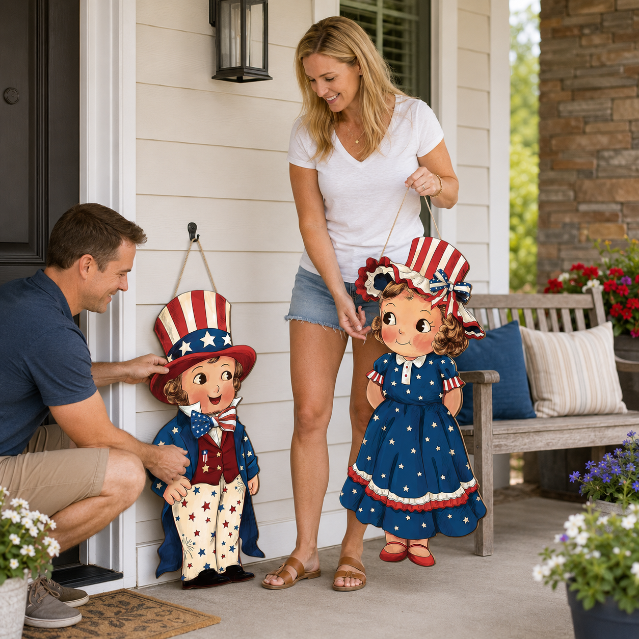 🇺🇸Patriotic Wooden Hanging Door Signs