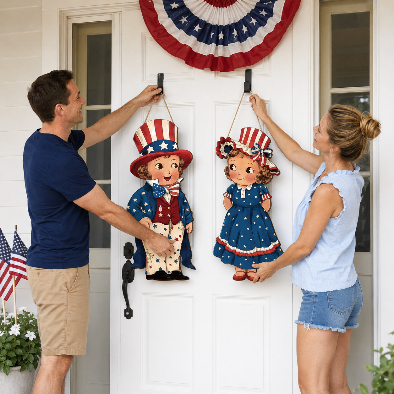 🇺🇸Patriotic Wooden Hanging Door Signs