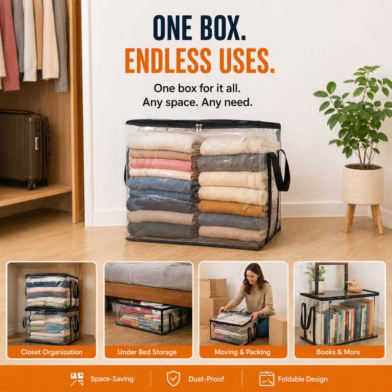 🎁 Mother's Day Sale 49% OFF📦Large Heavy-Duty Thick Clear Storage Bag for Clothes, Moving & Storage