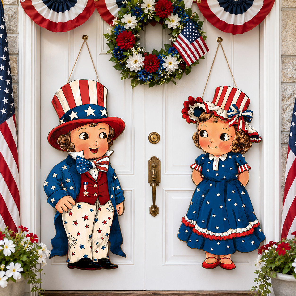🇺🇸Patriotic Wooden Hanging Door Signs