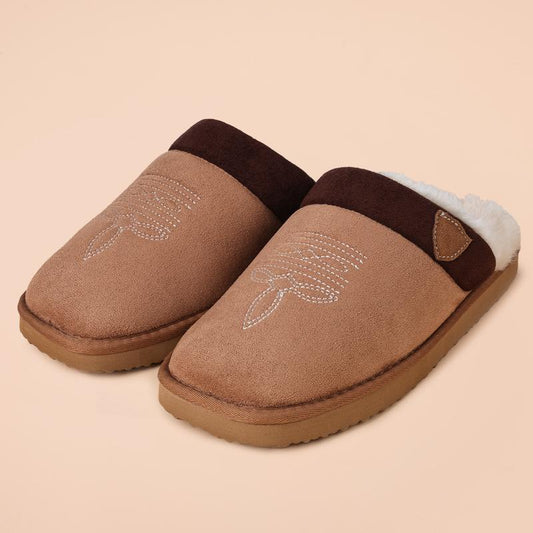 Cowboy Boot Slippers for Mens, Western House Slippers Indoor and Outdoor Square Toe