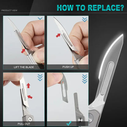 Folding Scalpel Knife with 10 Blades, coin pocket size for Outdoor Camping, DIY Projects & Daily Office Carry