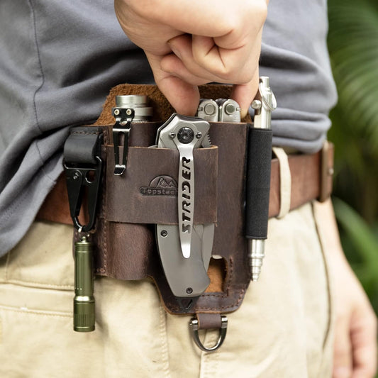 Leather Multitool Sheath,EDC Belt Organizer for Work and Daily Use,Leatherman Sheath, for Flashlight and Multitool