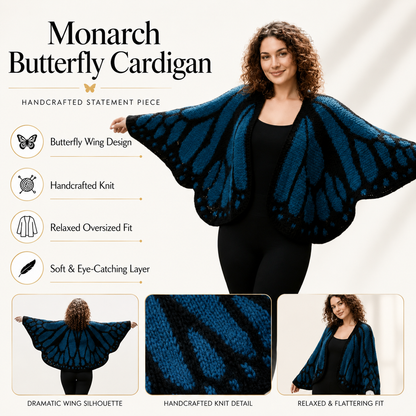 🔥LAST DAY 50% OFF - 🌟🦋 Monarch Butterfly Cardigan – Handcrafted Statement Piece