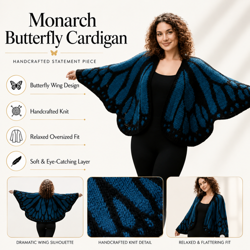 🔥LAST DAY 50% OFF - 🌟🦋 Monarch Butterfly Cardigan – Handcrafted Statement Piece