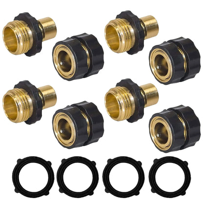 Hourleey Garden Hose Quick Connector, 3/4 Inch Male and Female Garden Hose Fitting Quick Connector