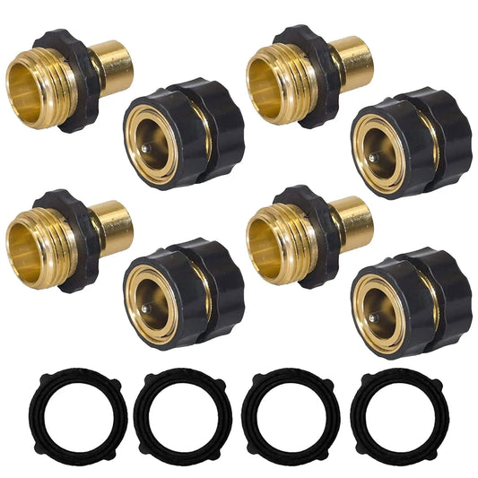 Hourleey Garden Hose Quick Connector, 3/4 Inch Male and Female Garden Hose Fitting Quick Connector