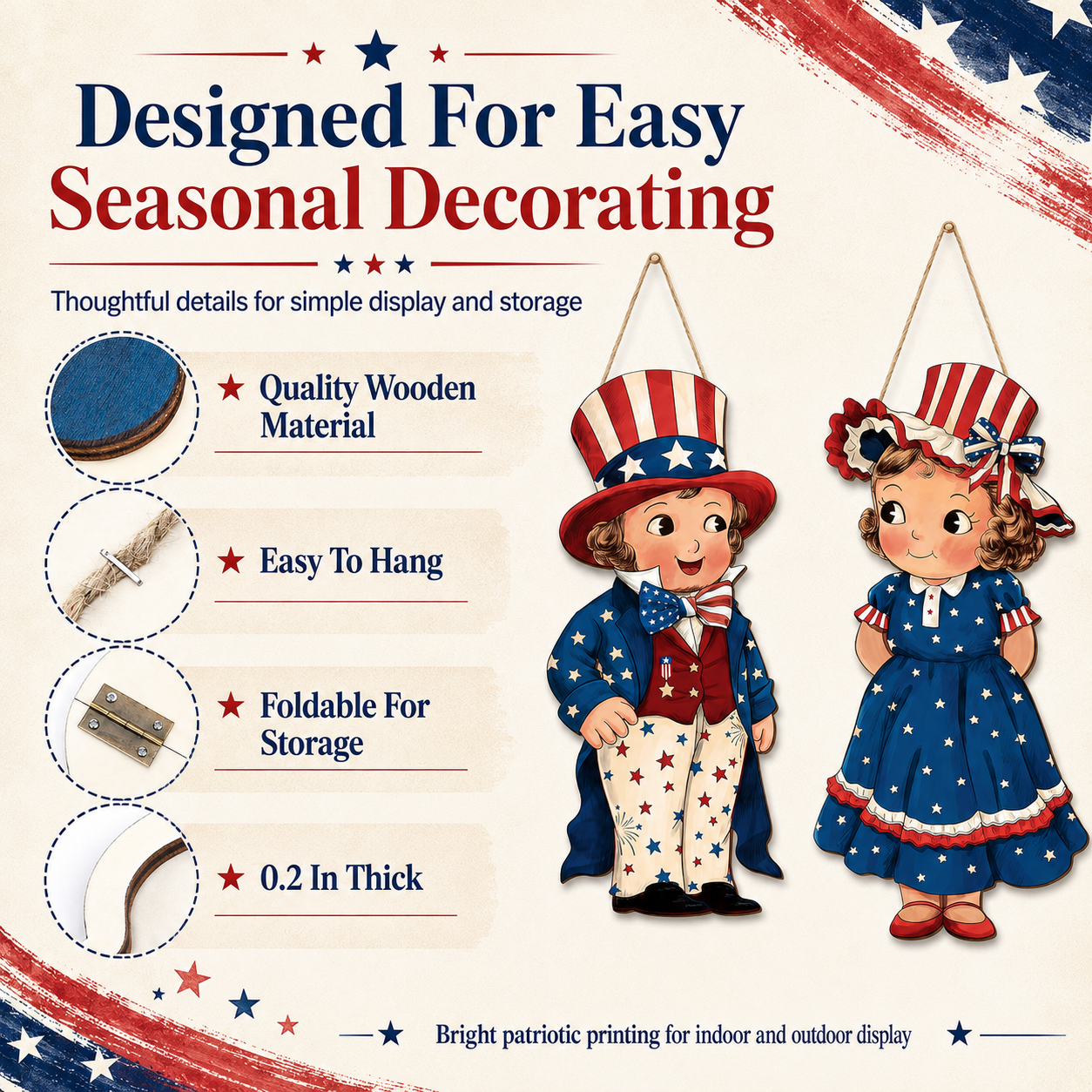 🇺🇸Patriotic Wooden Hanging Door Signs