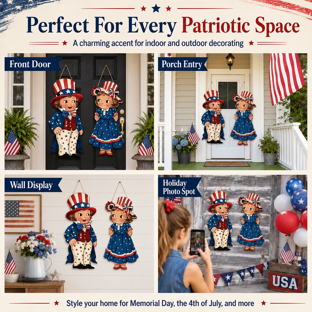 🇺🇸Patriotic Wooden Hanging Door Signs