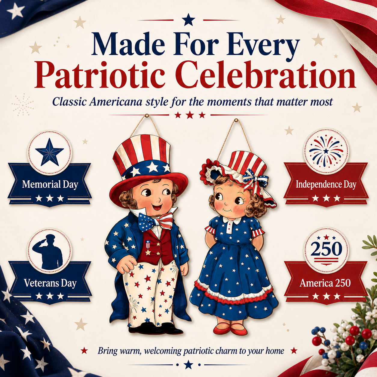 🇺🇸Patriotic Wooden Hanging Door Signs