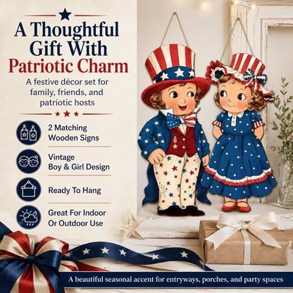 🇺🇸Patriotic Wooden Hanging Door Signs