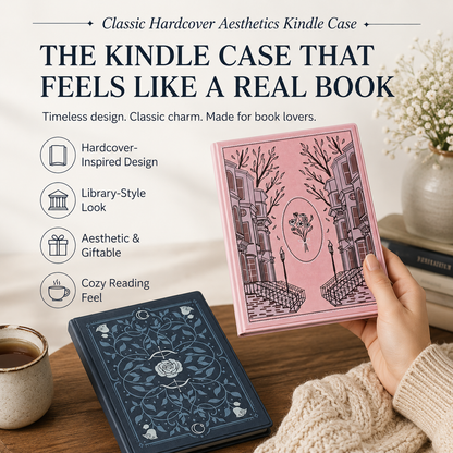 Classic Hardcover Aesthetics Kindle Case  📚 Durable Library-Style Sleeve for a Real Book Feel ✨
