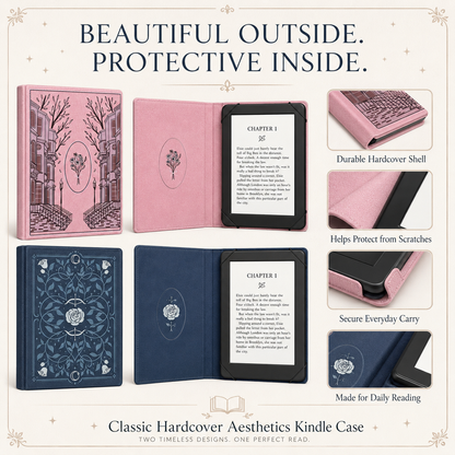 Classic Hardcover Aesthetics Kindle Case  📚 Durable Library-Style Sleeve for a Real Book Feel ✨