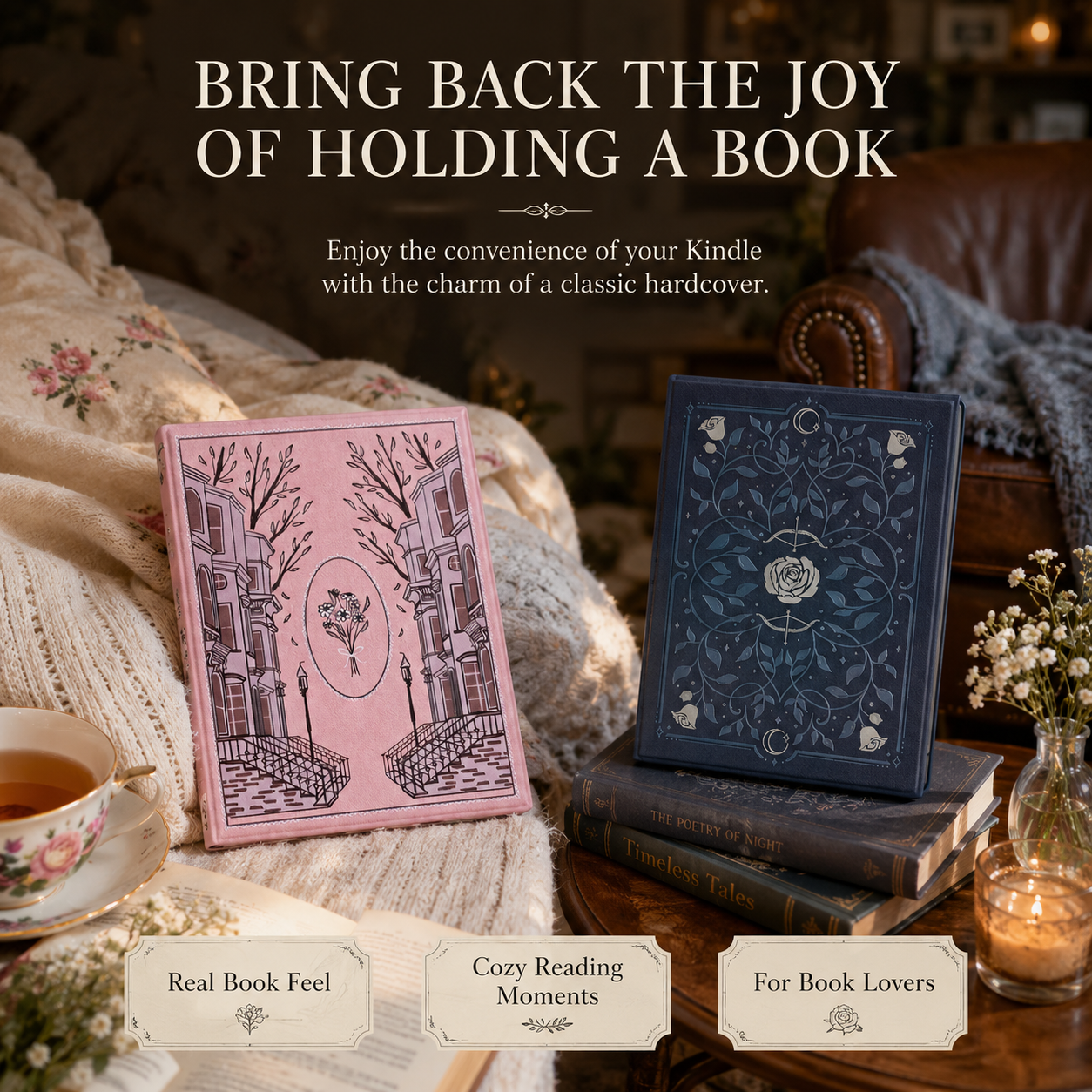 Classic Hardcover Aesthetics Kindle Case  📚 Durable Library-Style Sleeve for a Real Book Feel ✨