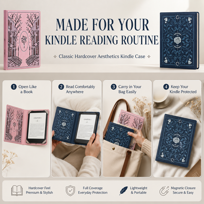 Classic Hardcover Aesthetics Kindle Case  📚 Durable Library-Style Sleeve for a Real Book Feel ✨
