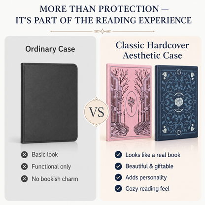 Classic Hardcover Aesthetics Kindle Case  📚 Durable Library-Style Sleeve for a Real Book Feel ✨