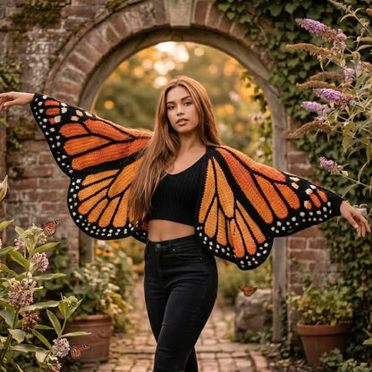 🔥LAST DAY 50% OFF - 🌟🦋 Monarch Butterfly Cardigan – Handcrafted Statement Piece