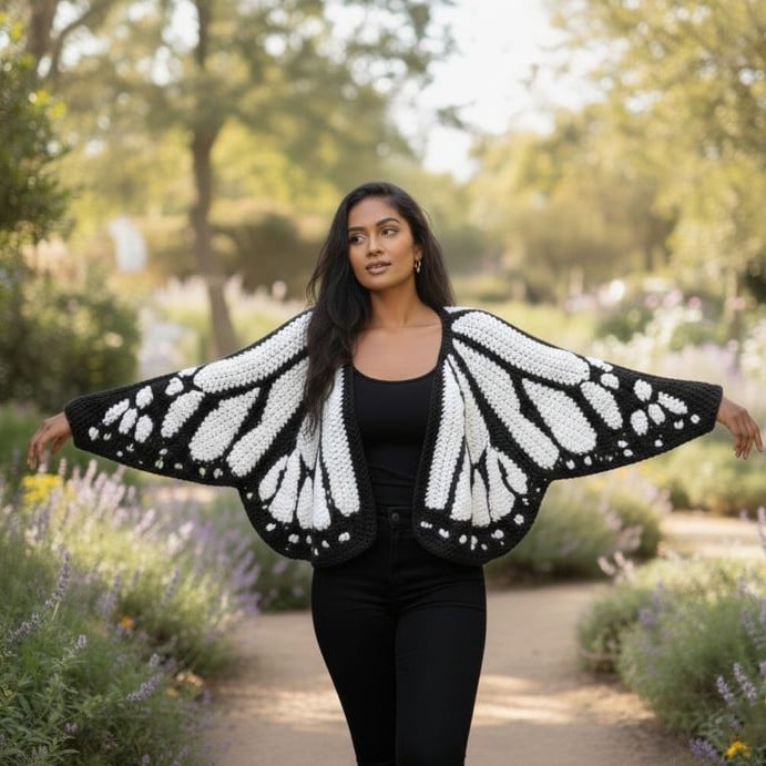 🔥LAST DAY 50% OFF - 🌟🦋 Monarch Butterfly Cardigan – Handcrafted Statement Piece