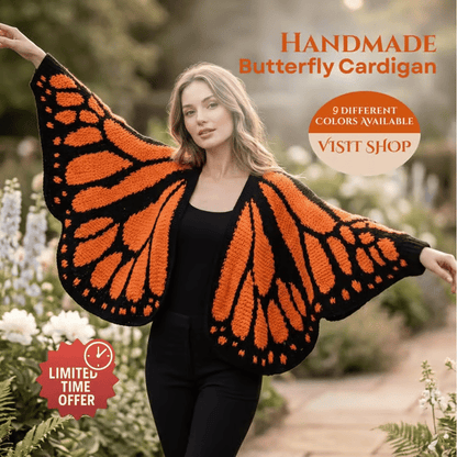 🔥LAST DAY 50% OFF - 🌟🦋 Monarch Butterfly Cardigan – Handcrafted Statement Piece