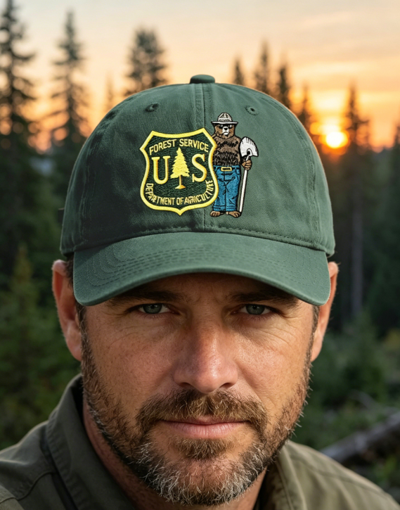 Retro Save The Forest Service Print Baseball Cap